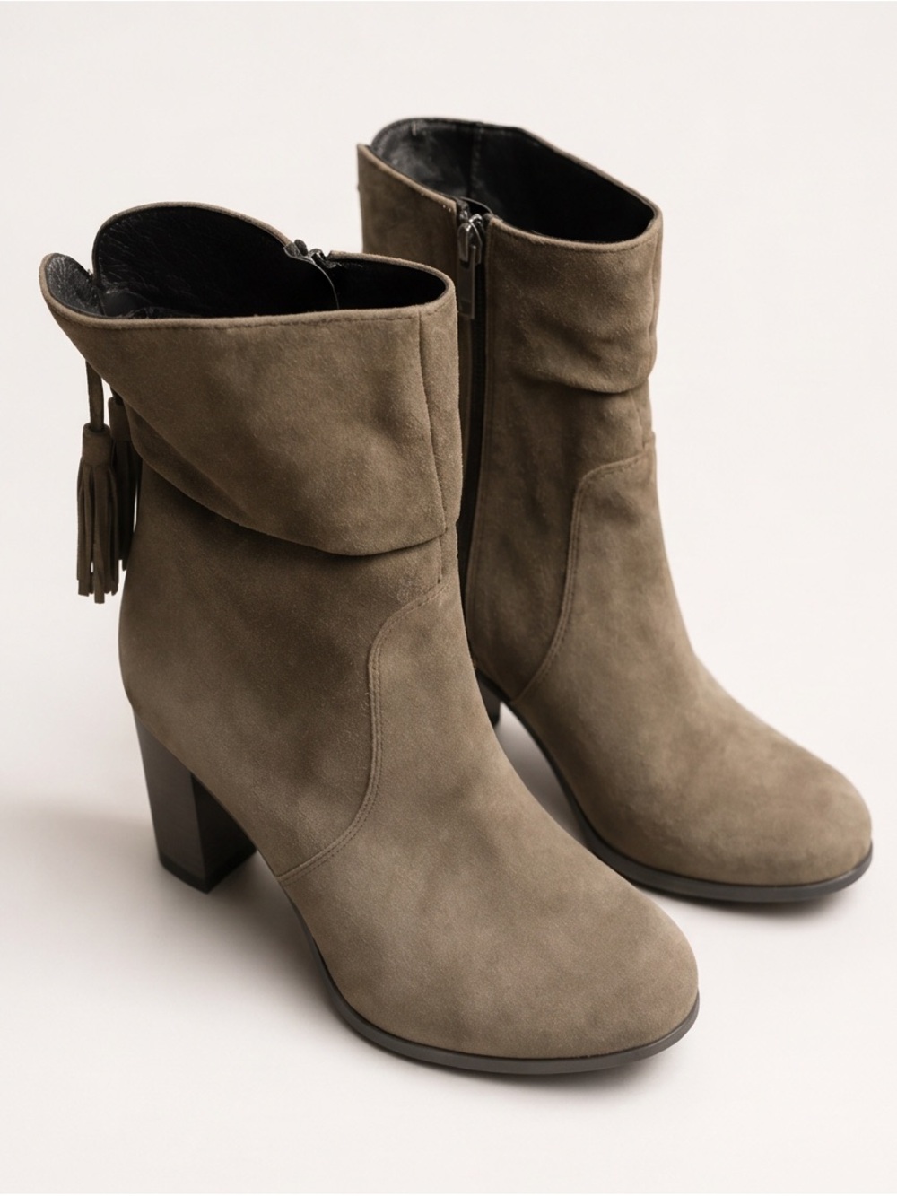 Lasocki Taupe Suede Tassel Ankle Boots Size 39 EU